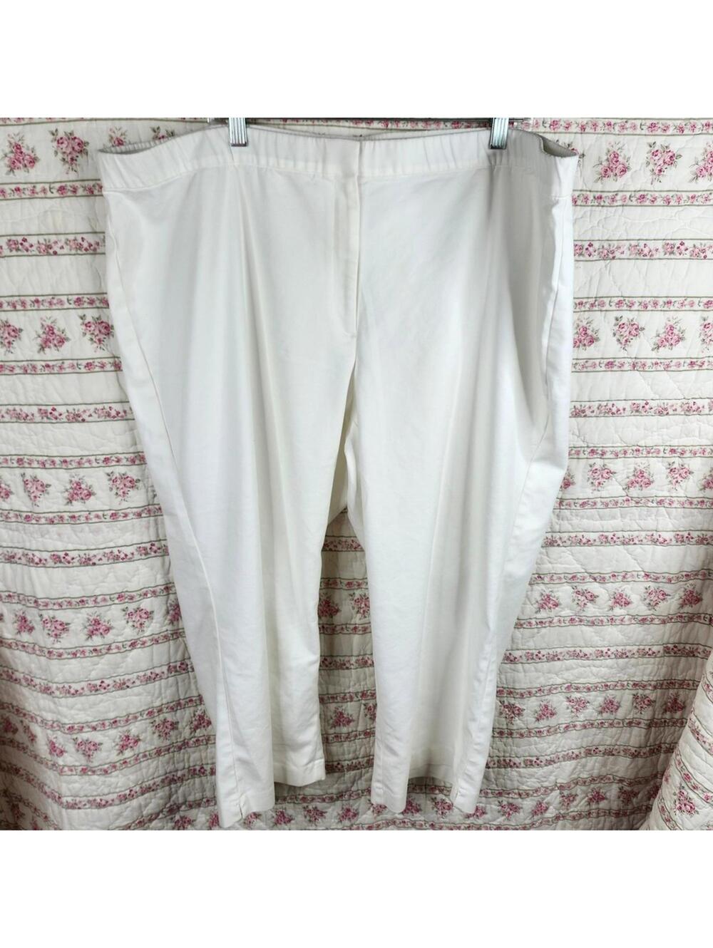 J. Jill White Crop Pants Elastic Waist Cotton Blend Comfort Size 28